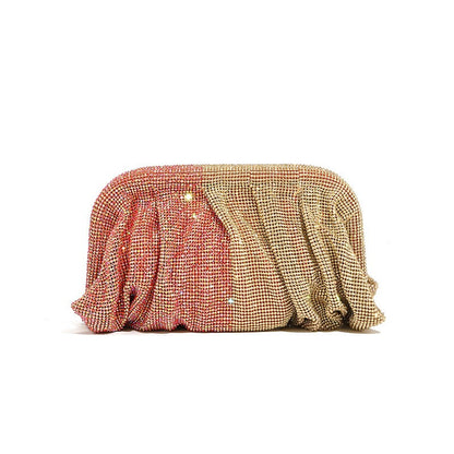 XIYUAN Shinny Ruched Rhinestone Clucth Purse Women Luxury Designer Evening Bags Fashion Party Dinner Handbag Bridal Makeup Bag