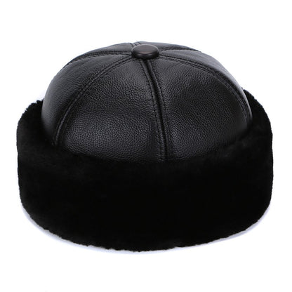 Brand New Style 2025 Retro Cowhide Bomber Hat Winter Keep Warm Caps Men Women Real Leather Cap Thick Velvet Dad Hat Leather Hat