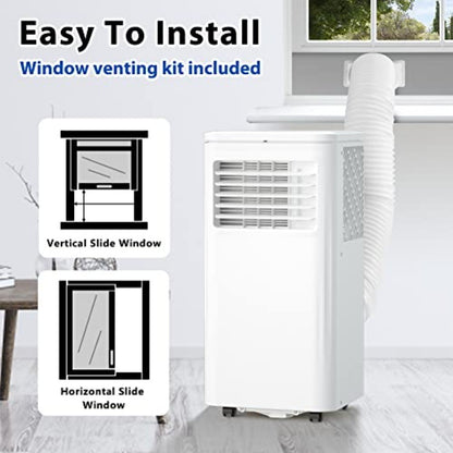 Ar condicionado portátil 10000 BTU, unidade AC portátil com desumidificador, ventilador, controle remoto, temporizador 24H, economia de energia, independente