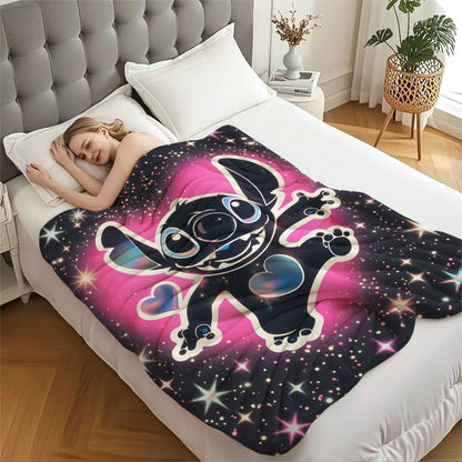 Disney Dream Stitch Print Blanket Multifunctional Flannel Blanket Birthday Gift for Home Outdoor Travel Camping Nap Cover