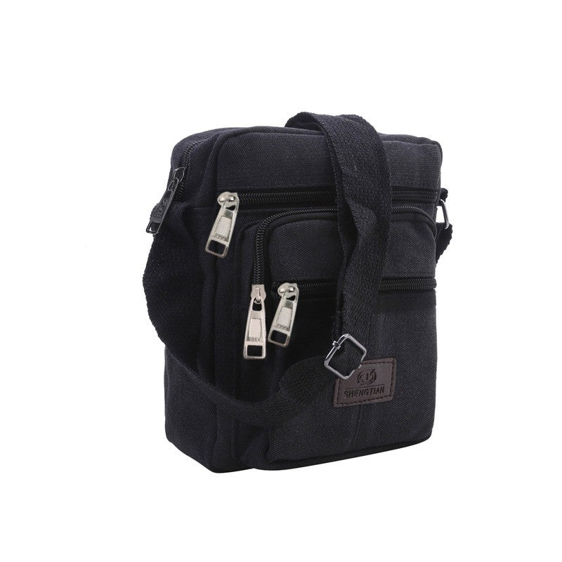 Multifunctional Men's Shoulder Bag Flap Solid Color Casual Messenger Canvas Travel Male Crossbody Bags