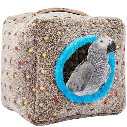 Casa Quentinha de Pelúcia para Pássaros, Caverna Suspensa, Ninho, Cama, Brinquedo para Pássaros Grandes, Araras, Papagaios-Cinzentos, Cacatúas, Papagaios, Inverno