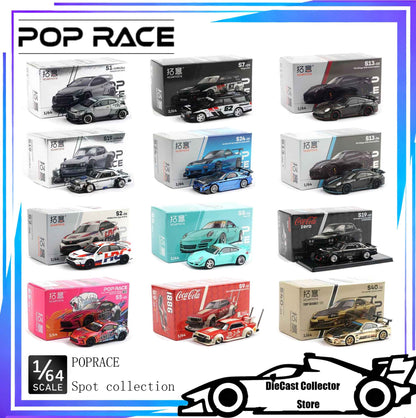 POP RACE 1/64 Porsche RWB Skyline GTR PANDEM DATSUN Mazda RX7 Toyota Coleção de Carros Miniatura de Liga Fundida em Vitrine