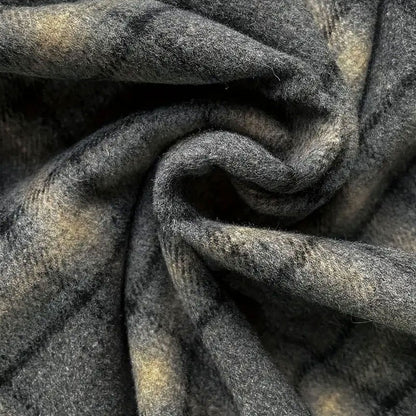 Fairyshely Casual Plaid Print Woolen Long Skirt Women 2025 Summer Ruffle High Waist Midi Skirt Lady Elegant A line Pleated Skirt