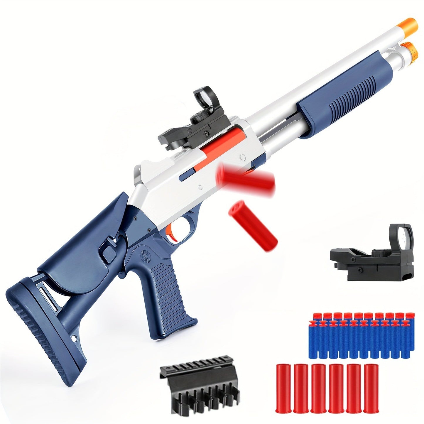 Arma de Brinquedo com Bala de Espuma, Escopeta de Brinquedo que Ejeta Cápsulas (76 cm), Arma de Bala de Espuma [com 6 Cápsulas 20 Dardos de Espuma] Perfeita para Ambientes Internos