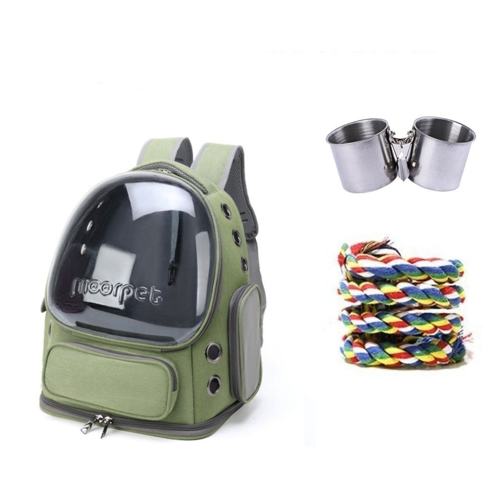 Mochila Transportadora para Pássaros, Gaiola de Viagem para Papagaios com Poleiro e Comedouros para Papagaio e Calopsita para Visitas ao Veterinário, Acampamento, Caminhada, Viagem