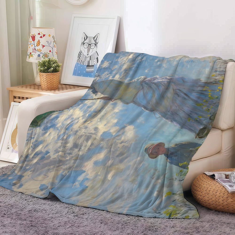 Retro Art C-Claude Monet Blanket Warm And Soft Suitable For Bedroom Living Room Sofa Bed Office Travel Camping