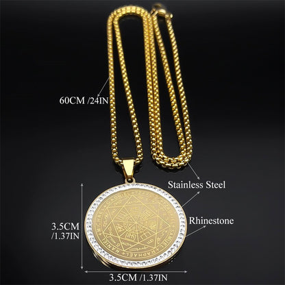 Colar de Anjo Medalha Sete Arcanjos para Mulheres Homens Aço Inoxidável Selo de Salomão Proteção Corrente Joias colar NZZZ504S02