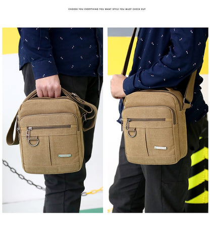 Canvas Shoulder Bag Men's New Korean Style Canvas Messenger Bag Outdoor Leisure Travel Portable Shoulder Bag Purse Handbag