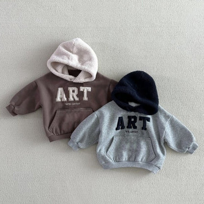 2025 Winter New Children Warm Clothes Set Boys Girls Fleece Hoodie + Pants 2pcs Suit Baby Letter Tracksuit Kids Sports Outfits