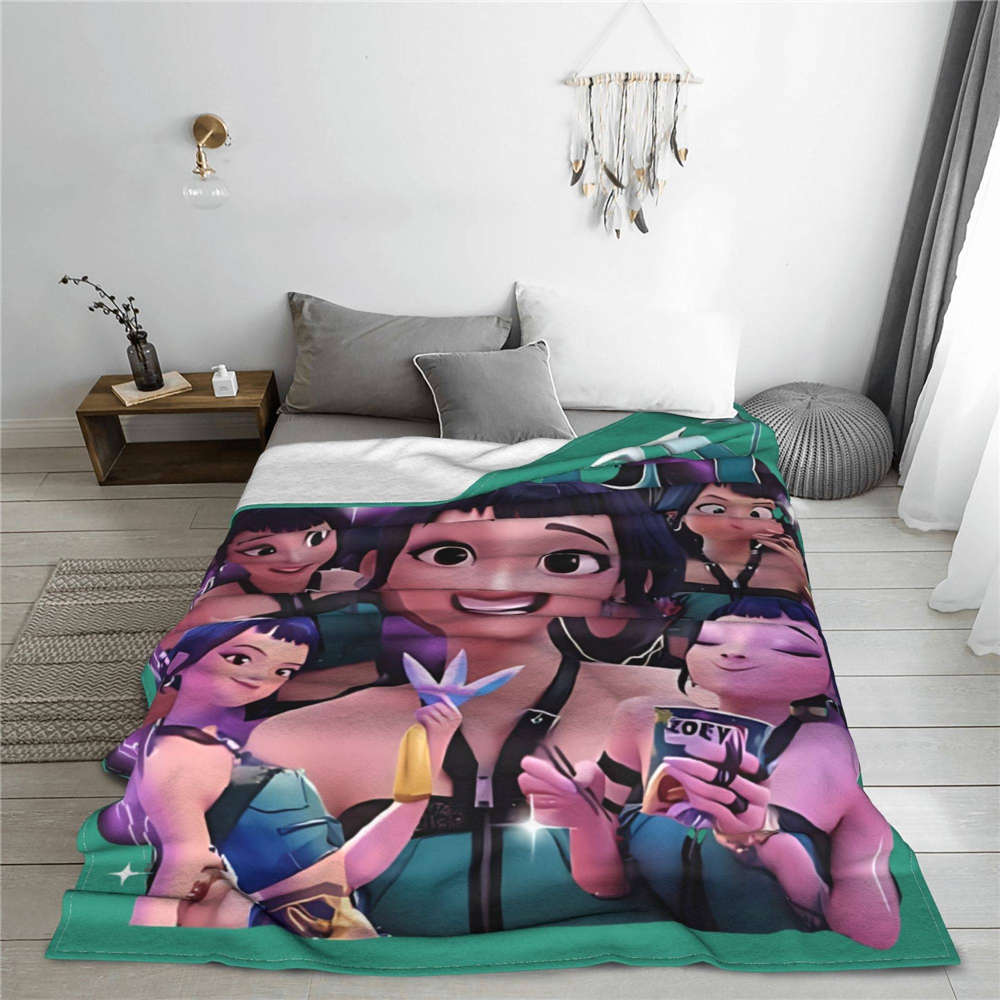 Kpop Demon Hunters Zoey Huntrix Blankets  Plush Vintage Soft Throw Blankets for Bedspread Summer,