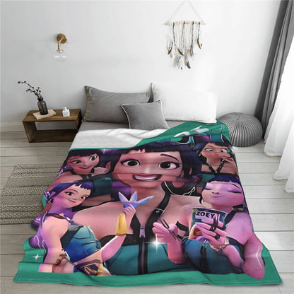 Kpop Demon Hunters Zoey Huntrix Blankets  Plush Vintage Soft Throw Blankets for Bedspread Summer,