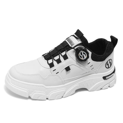 Men's boots autumn and winter new rotating shoelaces fashion casual boots youth outdoor boots anti slip soft sole workwear boots