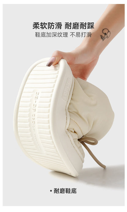 Winter Warm Thick Furry Women Ankle Boots Indoor Lace-up Plush Slippers Ladies Men Home Cotton Shoes