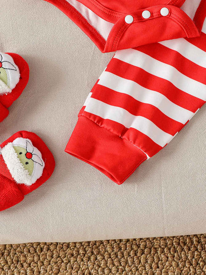 3Pcs My First Christmas Long Sleeve Baby Boys Girl Clothes Sets Newborn Clothing Toddler Autumn Unisex Suits Cute Clothes+Hat