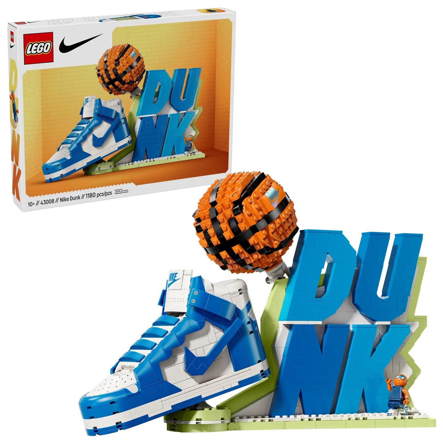Conjunto LEGO® Nike Dunk X 43008 Blocos de Construção para Meninas, Meninos e Fãs de Esportes com 10+ Anos 1180 Peças Presente de Aniversário e Natal