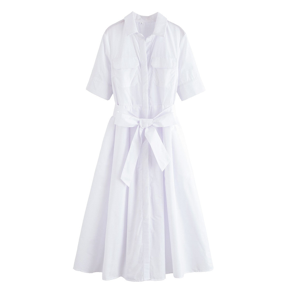 HipSeam Women Dress With Belt Spring Pocket Lady Dress Button Midi Dress Casual