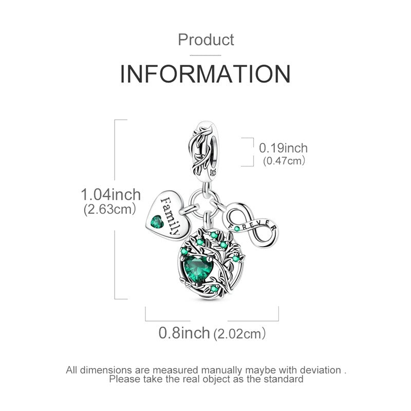 925 Sterling Silver Green Series Flower Tree Apple Pendant DIY Fine Beads Fit Original Charms Bracelet Women Jewelry Diy