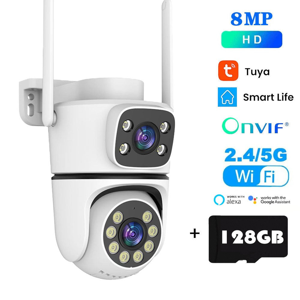 Câmera IP WIFI Tuya 5K 10MP Externa 5G Wifi Câmera PTZ de Lente Dupla Onvif Vigilância CCTV Rastreamento AI Alexa/Câmera de Segurança Goggle