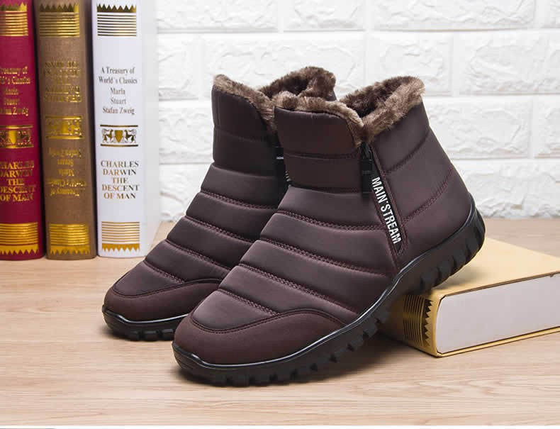 Botas de Inverno Masculinas Tênis de Algodão Quente com Zíper Botas de Neve Cano Curto, Sapatos Casuais de Outono Botas de Neve Impermeáveis com frete grátis