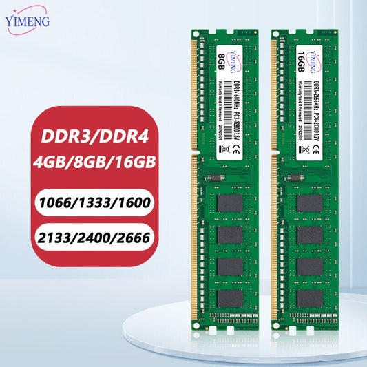 DDR3 DDR4 4GB 8GB 16GB Desktop Memory Ram PC4 1.2V 2133 2400 2666 3200Mhz PC3 1.5V 8500 10600 12800 Non-ECC DIMM Memories Ram