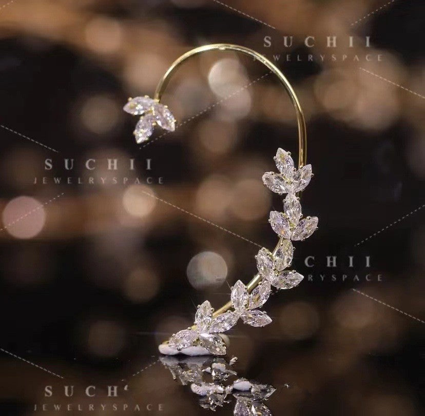 Brincos de Folhas Douradas com Cristal Verde para Mulheres Acessórios Diários de Individualidade Presentes de Joias para o Dia dos Namorados Aniversário