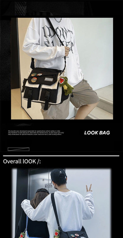 Japanese Simple Messenger Bag Student Nylon Waterproof Canvas Handbag Shoulder Crossbody Bags for Women Men Satchels Bolsas