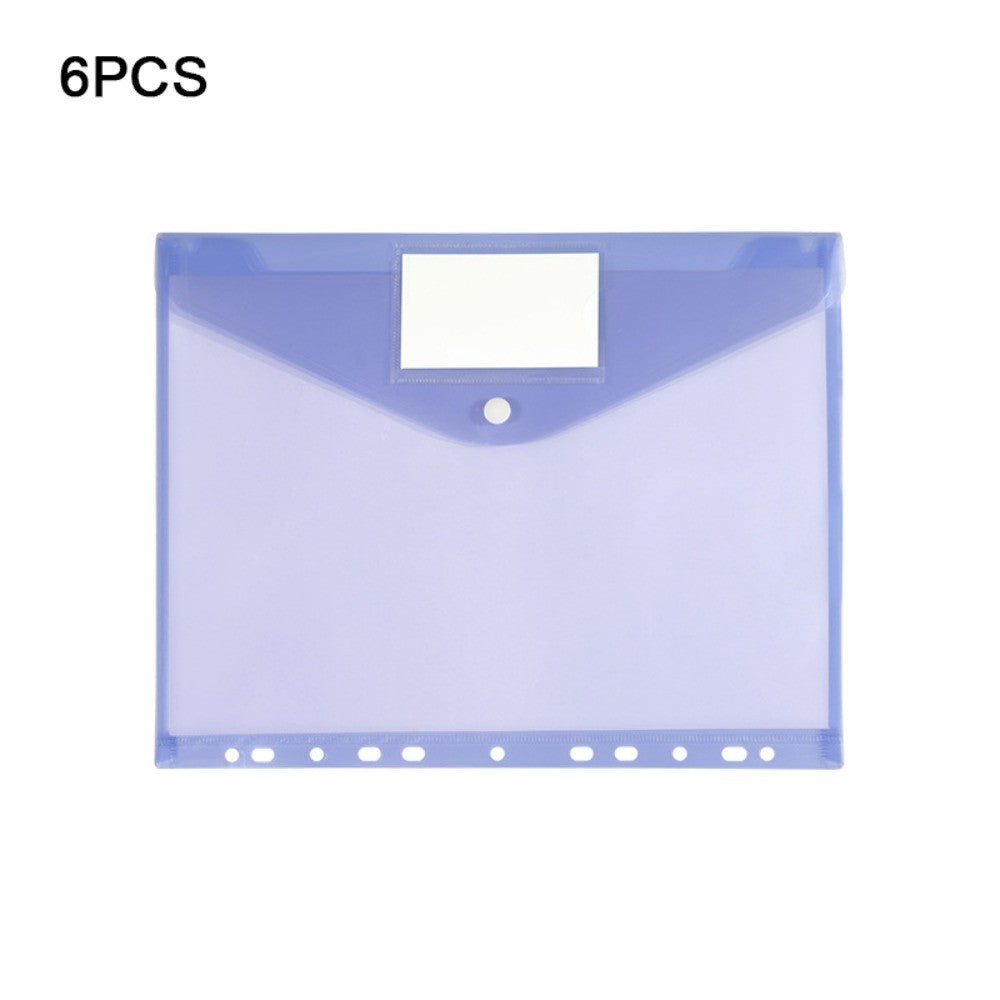 6 pcs Colorful Plastic Binder Folders Clear A4 Binder Pocket Snap Closure 11 Holes Punched Pockets Home Office