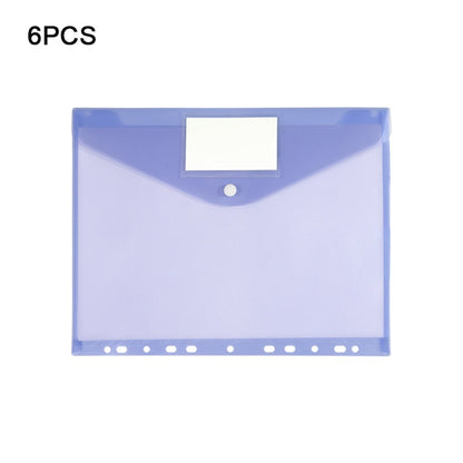 6 pcs Colorful Plastic Binder Folders Clear A4 Binder Pocket Snap Closure 11 Holes Punched Pockets Home Office