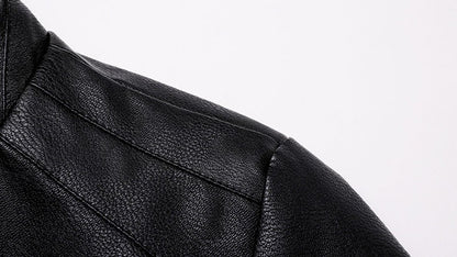New Men's Leather Jackets Autumn Winter Slim High Quality Motorcycle PU Jacket Man Business Fleece Warm Black Leather Coats