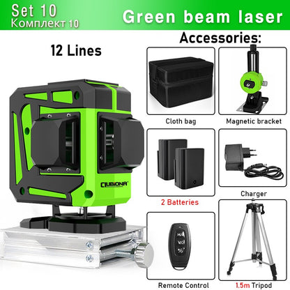 Nível a Laser Clubiona 16/12 Linhas linha verde Autonivelante 360 Horizontal e Vertical Nível a Laser de Feixe Verde Super Potente