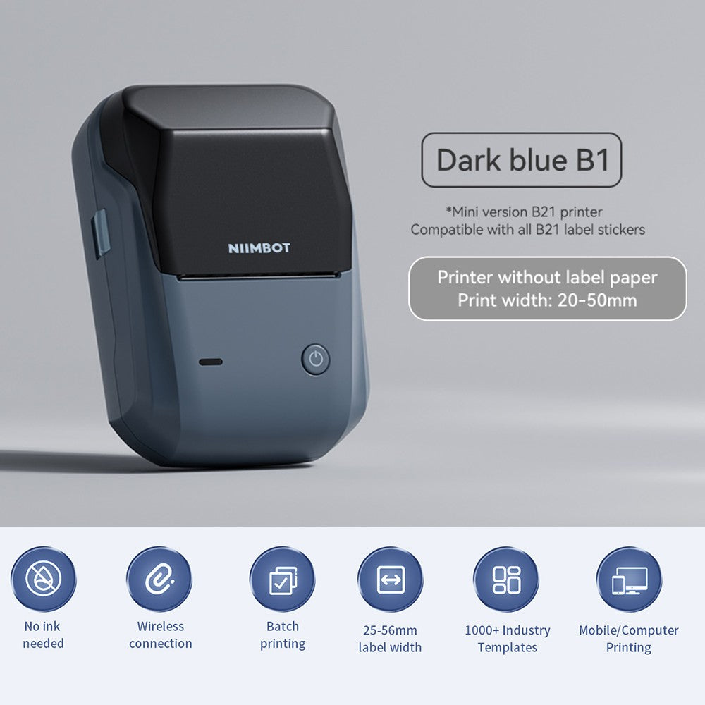 Portable Niimbot B1 Wireless Label Maker Adhesive Sticker Printer Labeling Machine DIY 20-50mm Labels for Office Home