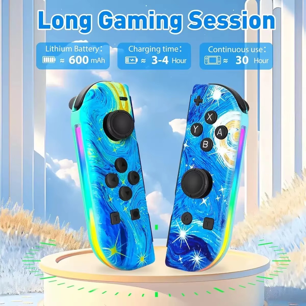 RGB LED Left & Right Joypad for NS Switch Controller BT 5.2 Joy-Con Gamepads Joystick with Dual Vibration for Switch/Lite/Oled
