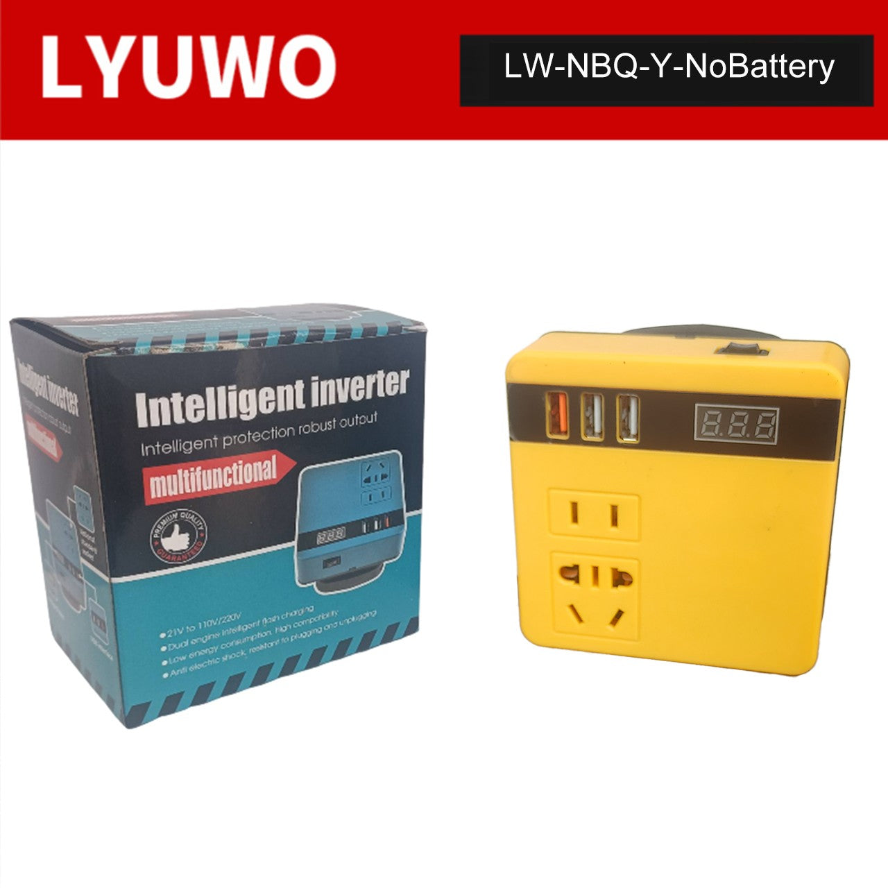 Banco de Potência Inversor com Bateria de Lítio, AC220V/DC5V/21V Ferramenta Elétrica Transformadora Inteligente Multifuncional para Uso Externo e Doméstico