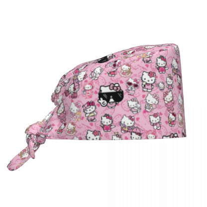 Custom Hello Kitty Medical Staff Scrubs Hat Women Men Cartoon Chara For Chef Hat Scrub Caps
