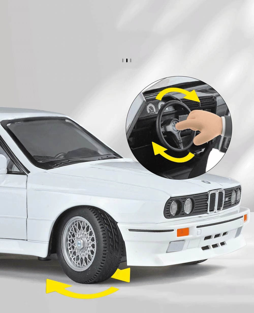 1:24 1988 BMW E30 M3 IM Liga Escala Modelo Carro Diecast Miniatura de Metal Carro Som?Luz Coleção de Carros Clássicos Brinquedo Infantil Veículo