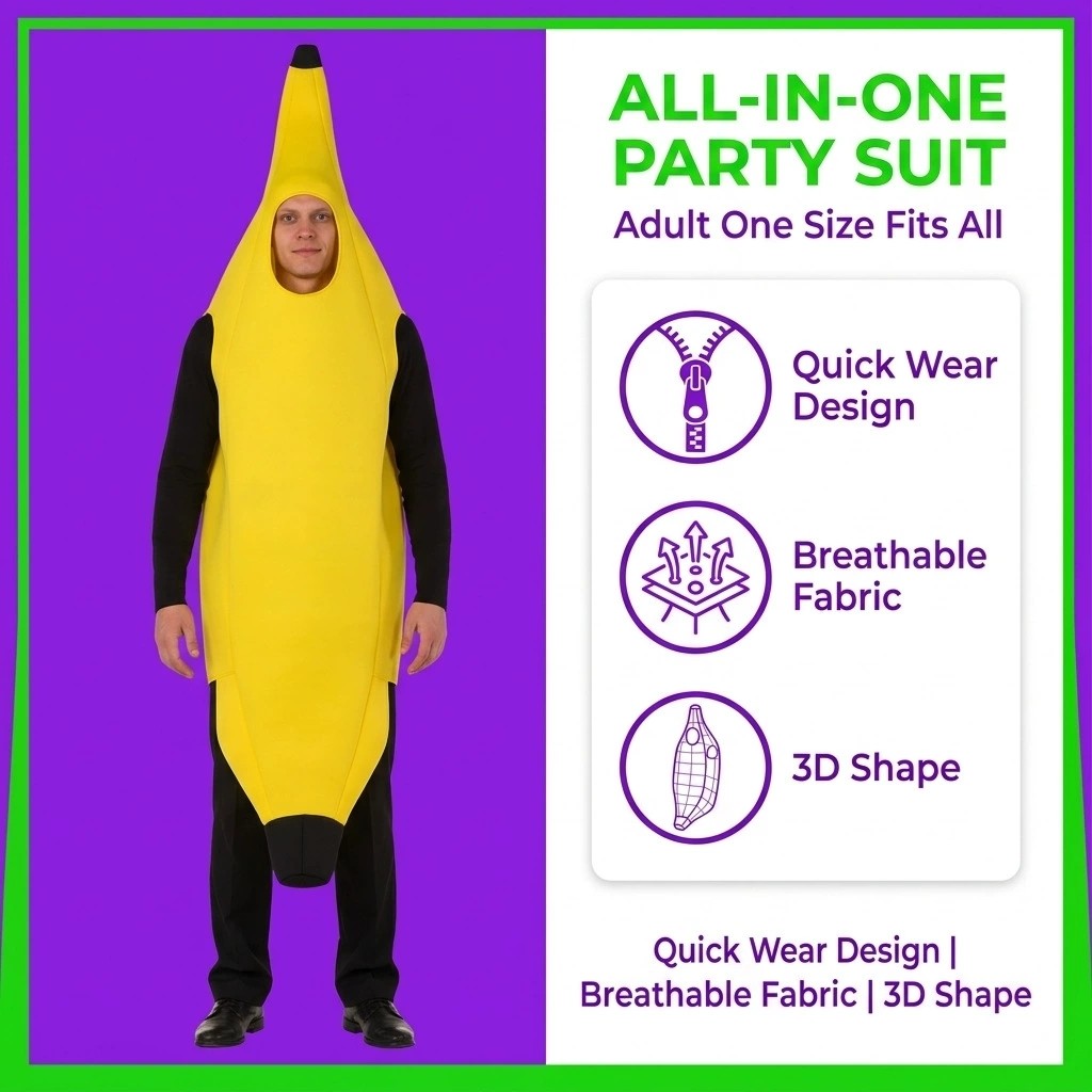 Halloween Adult Funny Cosplay Fruit Vegetable Costume Banana Carnival Dress Up Outfit Couple Party Purim Fancy Dress Stage Show