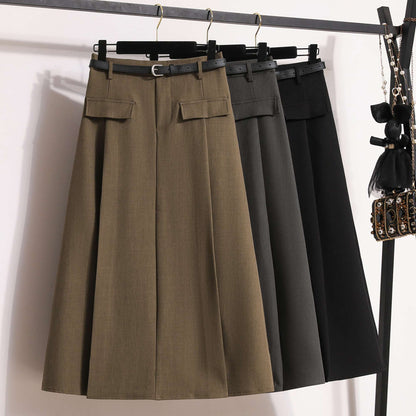 Women's Solid Simplicity Casual Chic Skirt Plus Size Suit Skirts Autumn Winter Fashion New A-line Temperament Large Size Skirt