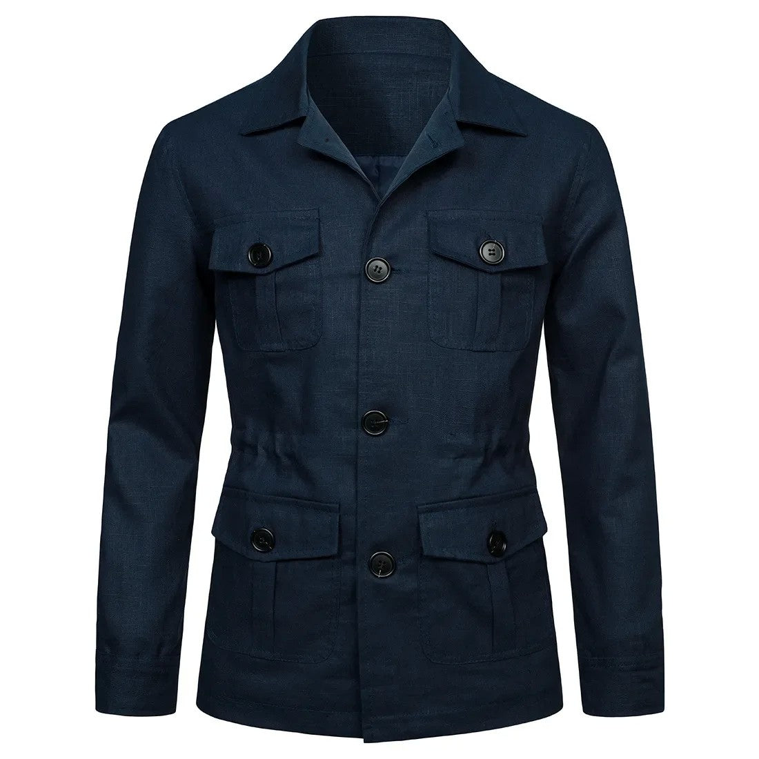 Mens Coats Safari Jacket Linen British Retro Gentry Suit Pockets Outerwear Fashion Solid Color Male Tops