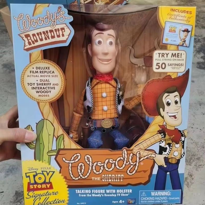 Bonecos de Ação Woody Disney Pixar Toy Story 40cm com Som de Filme em Inglês, Boneco de Personagem, Vaqueiro de Pano, Presente de Aniversário para Crianças