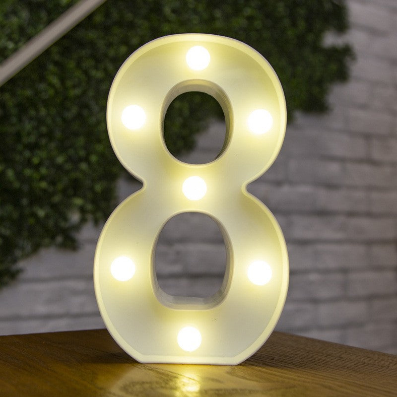 Alphabet Letter LED Lights Luminous Number Lamp Battery Warm Night Light for Home Wedding Birthday Christmas Party Decoration