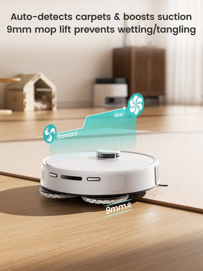 Robô Aspirador Lefant M3M3L, Robô Aspirador e Passa Pano, Sucção de 12000Pa, Escovas Anti-Embaraço, Mop Duplo Giratório, Lavagem e Secagem Automática do Mop