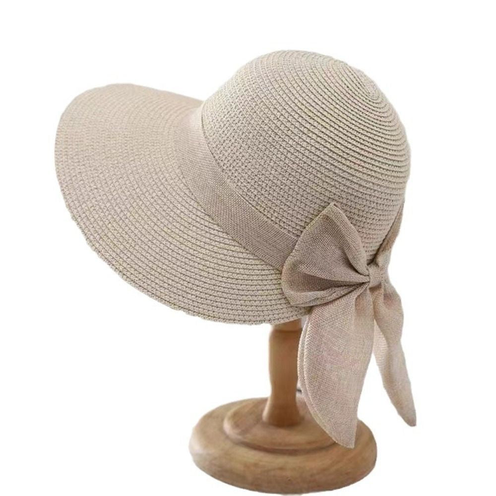 Bowknot Sun Hat Summer Breathable Wide Brim Beach Cap UV Protection Casual Straw Hat for Women