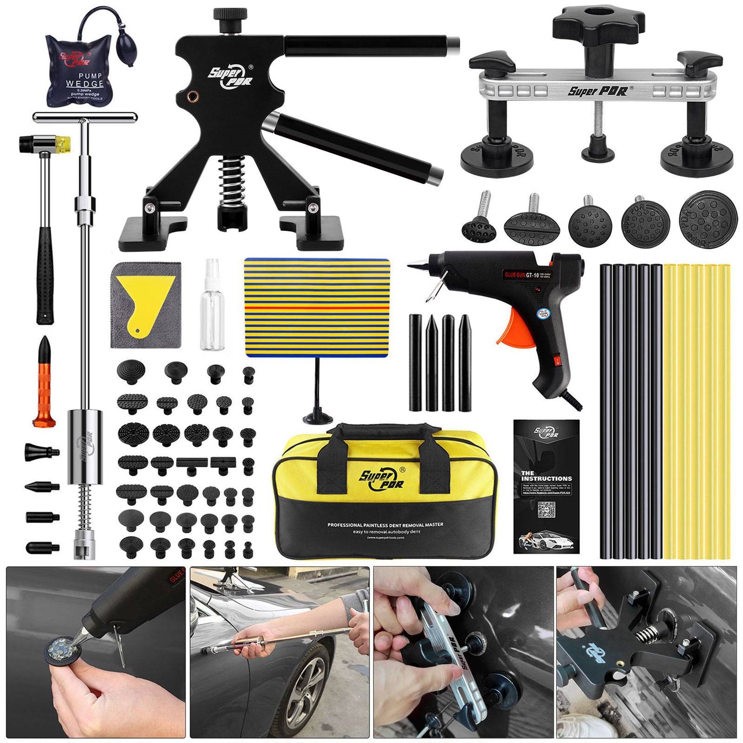 Ferramentas Super PDR para Reparo de Amassados Kits de Remoção de Amassados Reparo de Amassados sem Pintura Kit de Repuxador de Carroceria para Automóveis