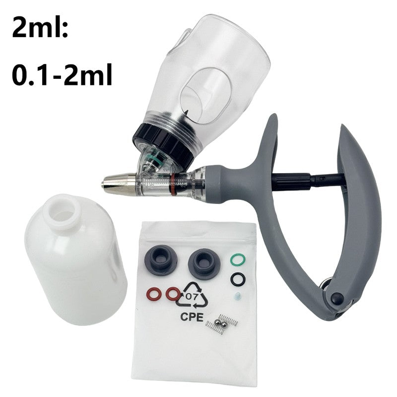 1 peça 2/5ml Seringa Automática para Aves com Frasco de Vacina Injetor Contínuo para Gado Injeção de Vacina Ajustável para Animais de Estimação