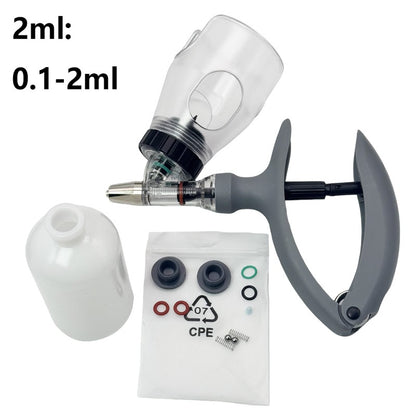1 peça 2/5ml Seringa Automática para Aves com Frasco de Vacina Injetor Contínuo para Gado Injeção de Vacina Ajustável para Animais de Estimação
