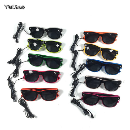 Led Glasses NightClub Masquerade Concert Club Neon Accessories Cool Vogue Flashing LED Futuristic Glasses Men Metal Cool Glasses