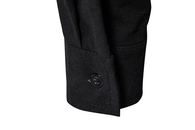 King Billion Men's Shirts Casual Men Cotton Linen Long Sleeve T-shirt Spring Autumn Vintage Shirt US Size Drawstring Neck