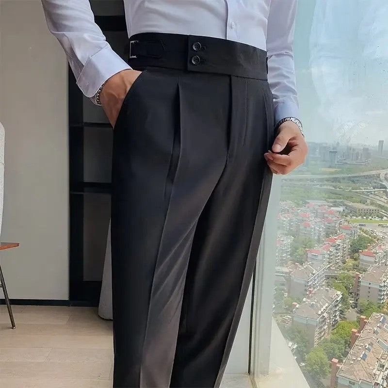 Calça Masculina Nadir Coffee Color Clássica Estilosa Paris Botão Prega Única Emagrece Suaviza Sua Silhueta Calça Social Casual