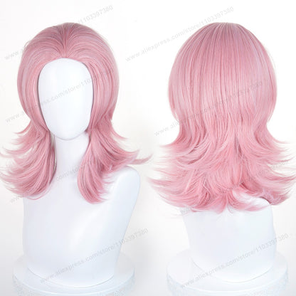 Anime 45cm Universal Cosplay Wig with Enlarged Scalp Free Parting Black White Yellow Man Women Heat Resistant Synthetic Hair